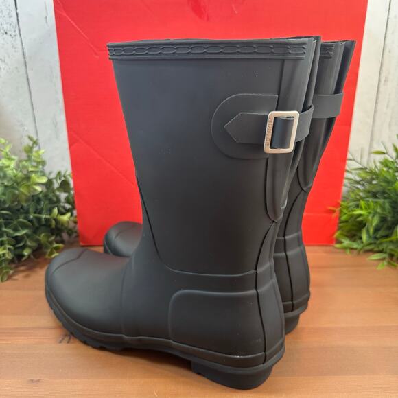 Hunter Women's Original Back Adjustable Short Rain Boots Black Size 9 - Picture 6 of 9